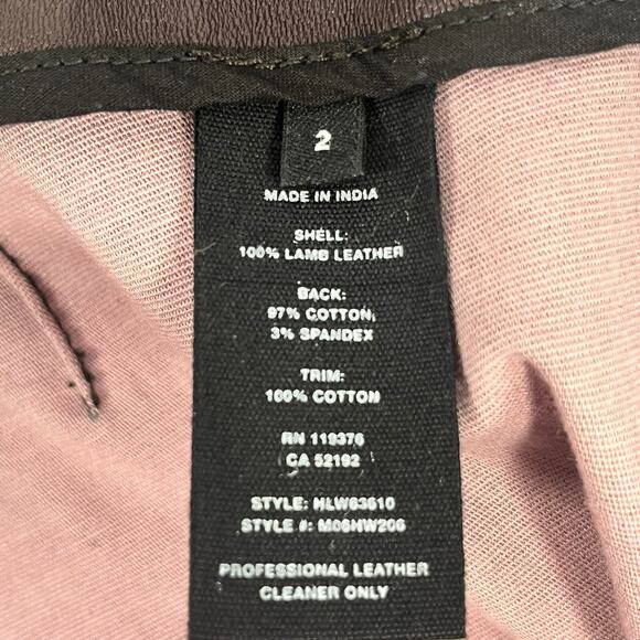 HELMUT LANG Womens Zip Lamb Leather Pants Wine Brown Size 2 (MSRP $1,095) NWT - Picture 11 of 16
